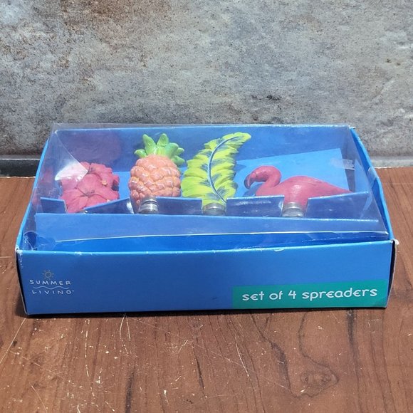 Summer Living Set of 4 Cheese Butter Spreaders Resin Handle Stainless Steel - Picture 8 of 9